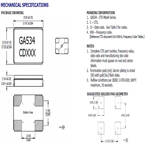 CTS晶振,貼片晶振,GA534晶振