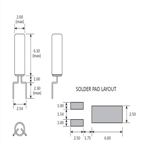 Golledge晶振,石英晶振,GSWX-26晶振,圓柱音叉晶振