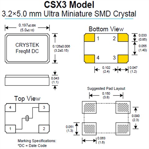 Crystek晶振,貼片晶振,CSX3晶振,無源晶振