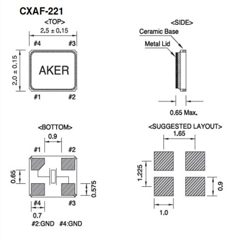 CXAF-221晶振,2520mm晶振,32MHz,6G無線通信晶振