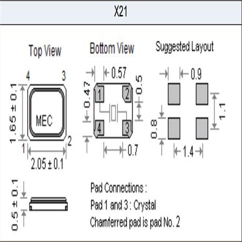 瑪居禮晶振,X21-24.000-12-10/10Y/30R,2016貼片晶振,6G通信晶振