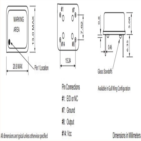 XO14-100M000-B50E3,富通晶振,長方形鐘振,6G微處理器晶振