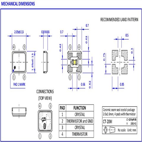 NKG晶振,CT20M26.0000F10V11-100,超小型熱敏晶體,6G電信應用晶振