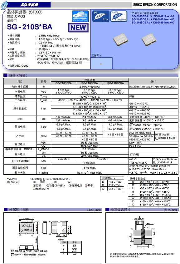 SG-210SEBA，SG-210SDBA,SG-210SCBA