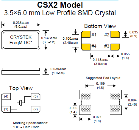 金屬面石英晶振,進口6035諧振器,CSX2晶振