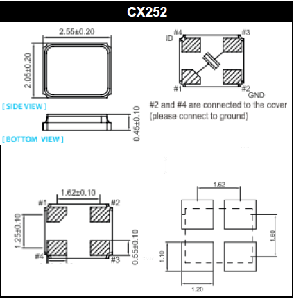 2520小型4腳晶振,美國進口石英晶振,CX252晶振